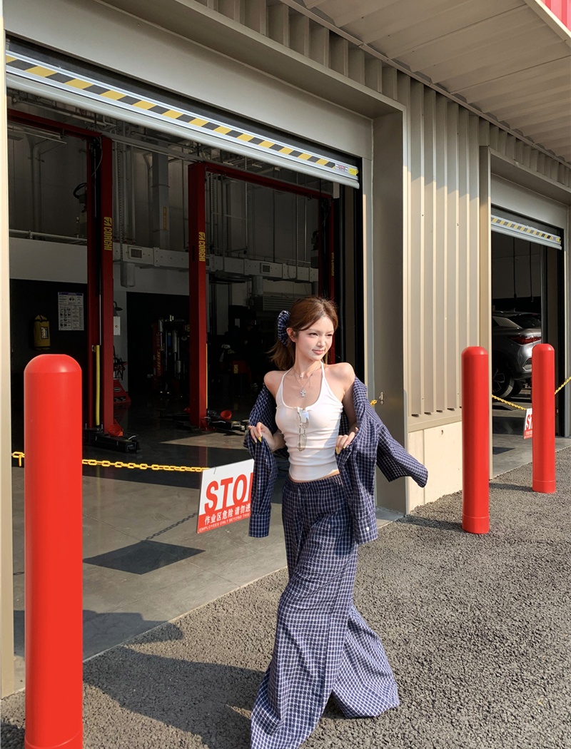 Sunscreen long pants fashion coat 2pcs set for women