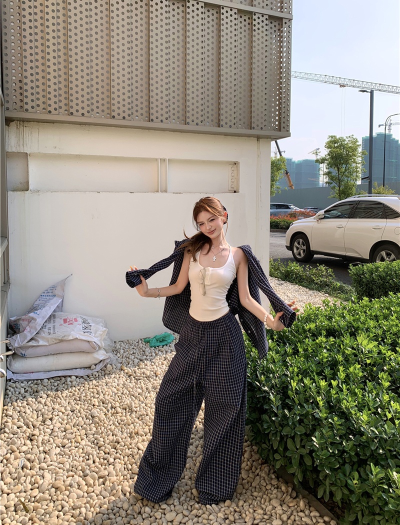 Sunscreen long pants fashion coat 2pcs set for women