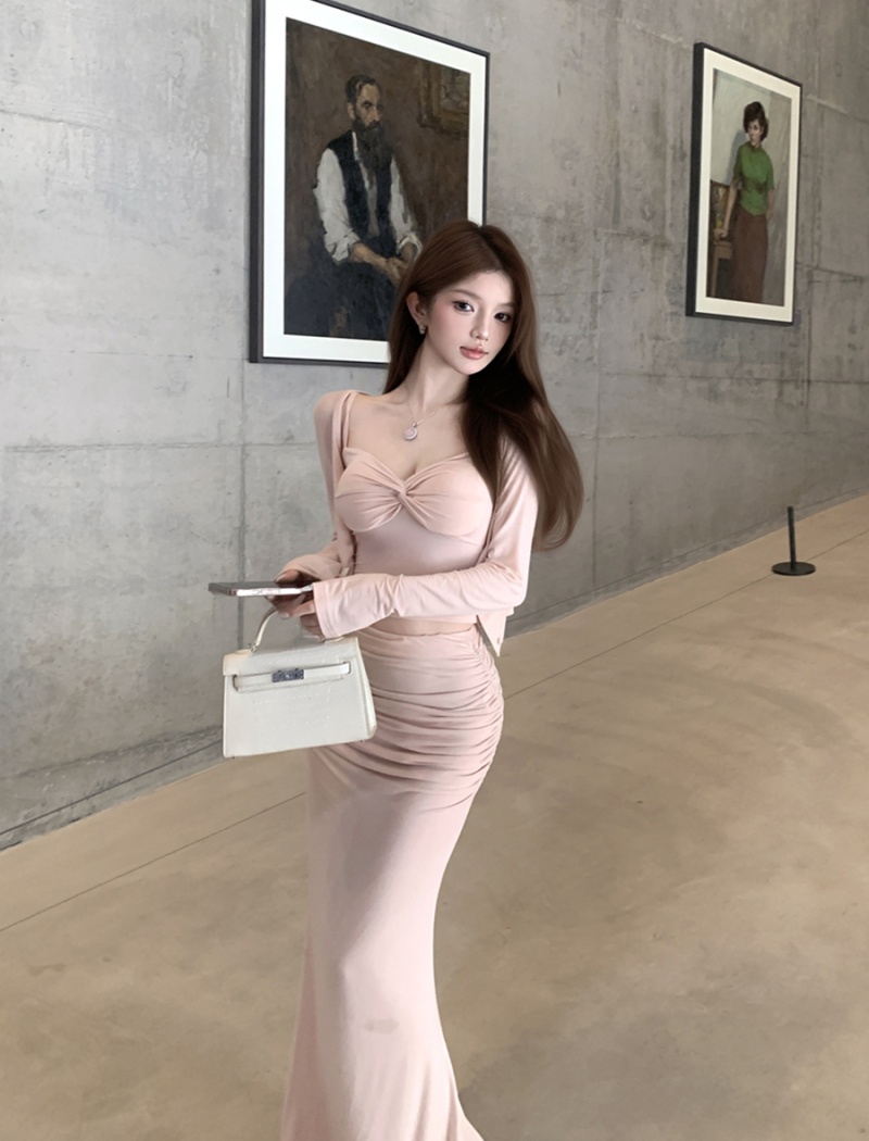 Sexy sunscreen skirt mermaid cardigan 3pcs set for women