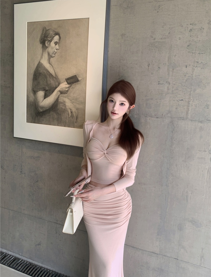 Sexy sunscreen skirt mermaid cardigan 3pcs set for women