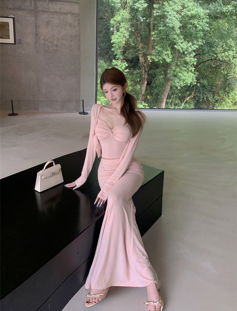 Sexy sunscreen skirt mermaid cardigan 3pcs set for women