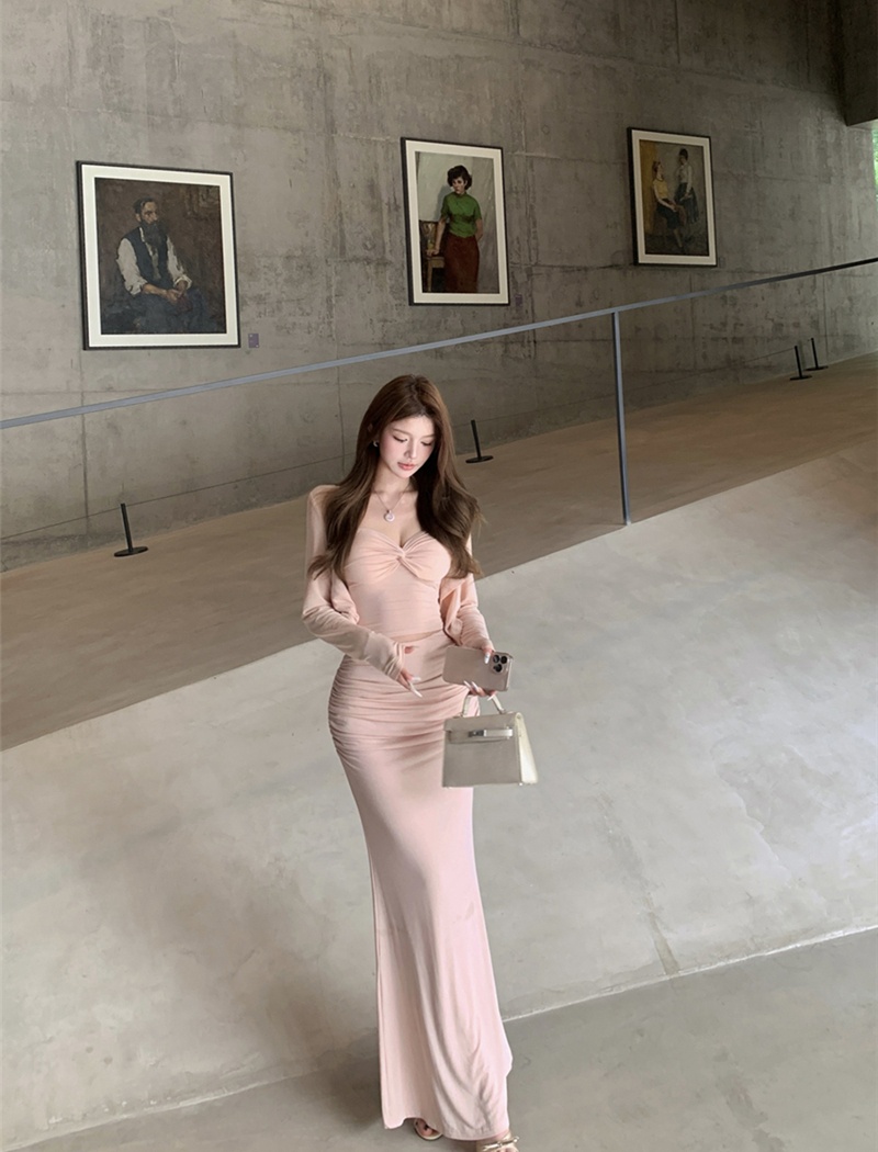 Sexy sunscreen skirt mermaid cardigan 3pcs set for women