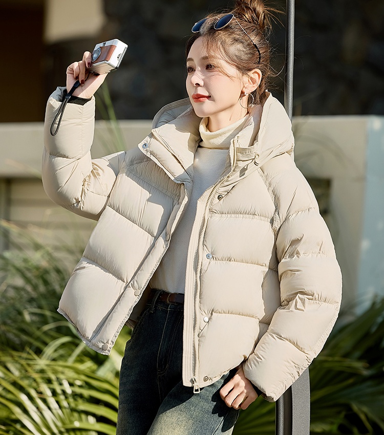 Short thermal coat hooded thick down coat for women