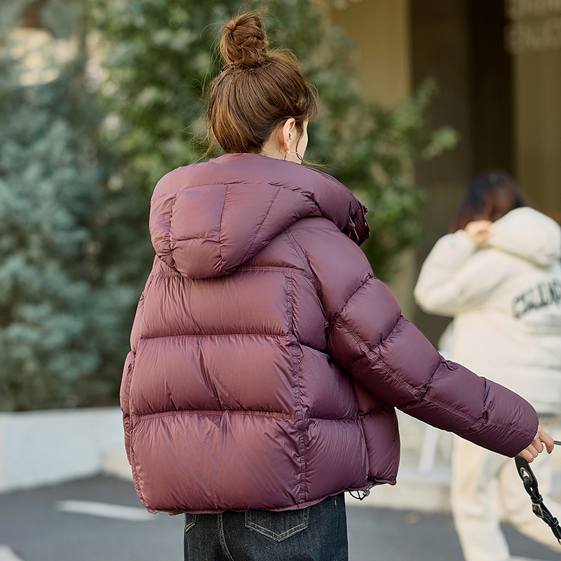 Short thermal coat hooded thick down coat for women