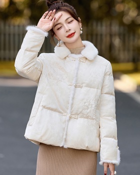 Mink hair embroidery down coat short coat for women