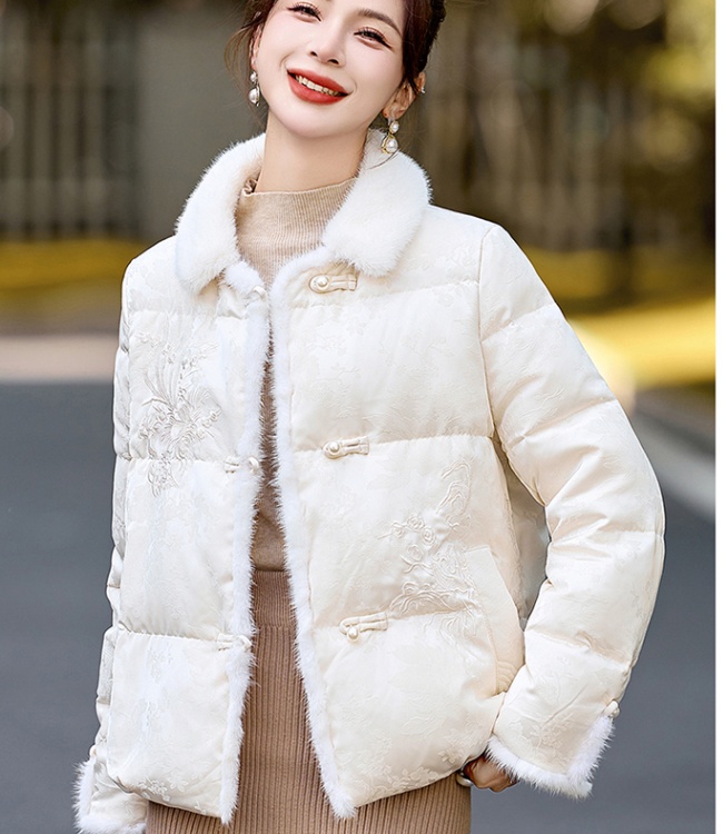 Mink hair embroidery down coat short coat for women
