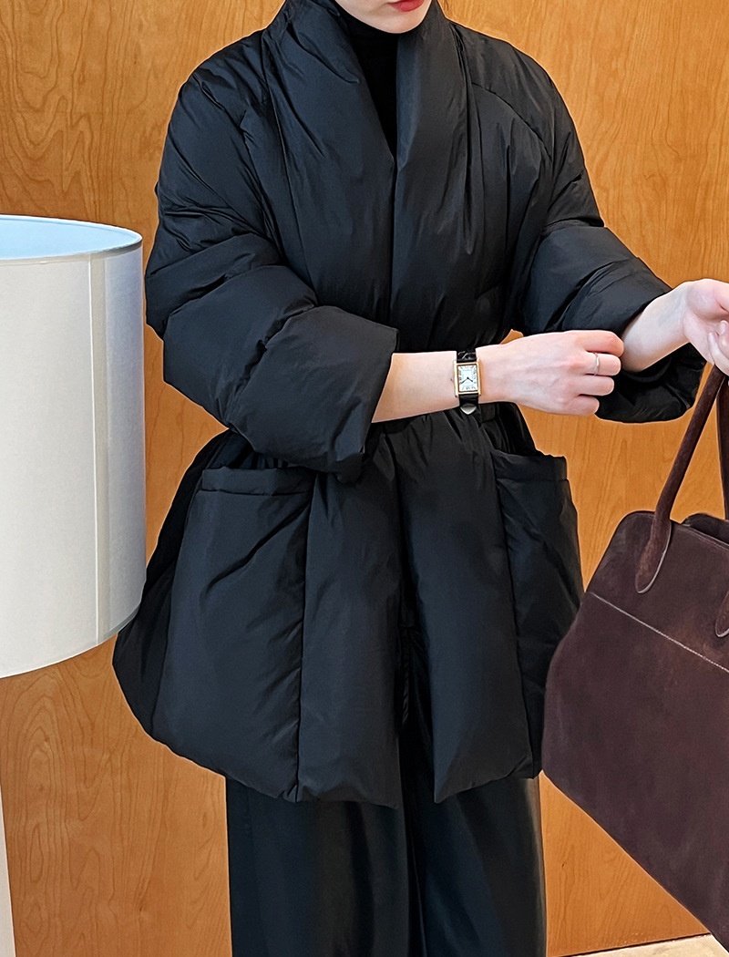 Fashion winter slim coat long V-neck thick down coat