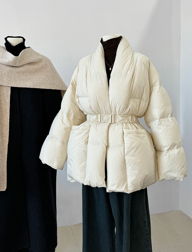 Fashion winter slim coat long V-neck thick down coat