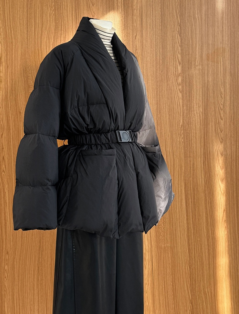 Fashion winter slim coat long V-neck thick down coat