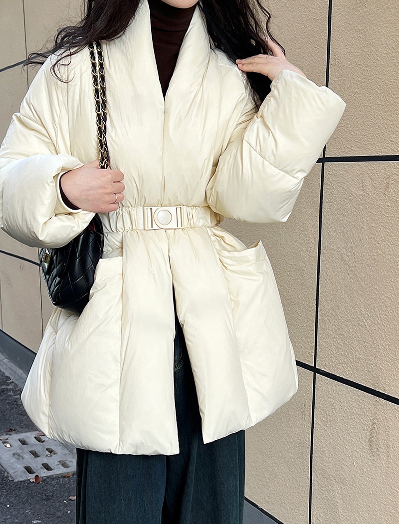 Fashion winter slim coat long V-neck thick down coat