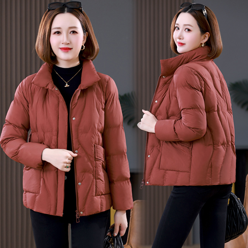 Cstand collar pure coat simple down coat for women