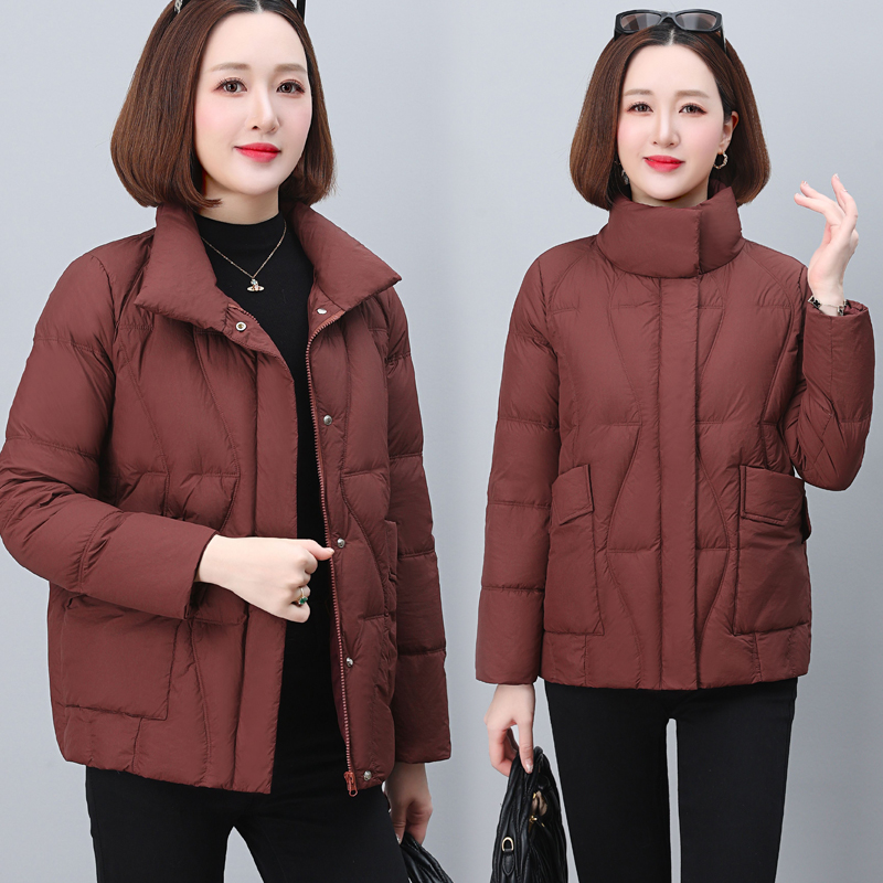 Cstand collar pure coat simple down coat for women