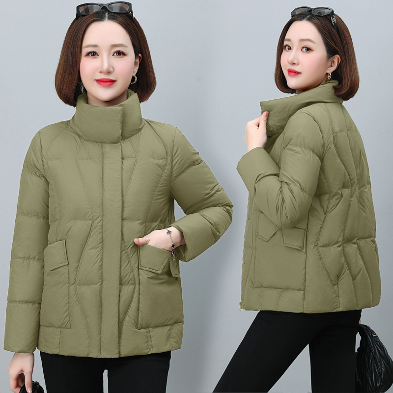 Cstand collar pure coat simple down coat for women