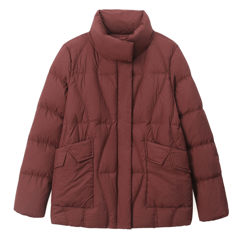 Cstand collar pure coat simple down coat for women