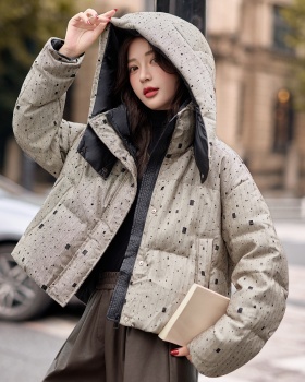 Hollow winter rhinestone duck down hooded thick down coat
