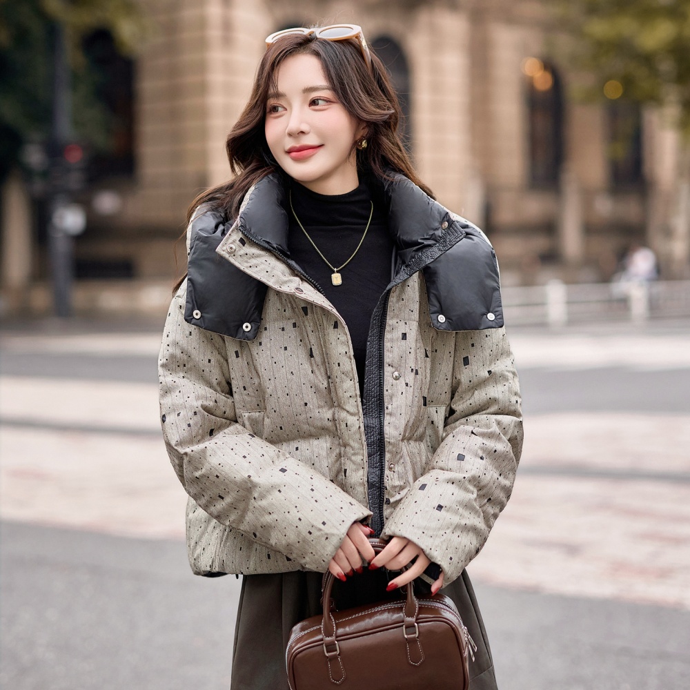 Hollow winter rhinestone duck down hooded thick down coat