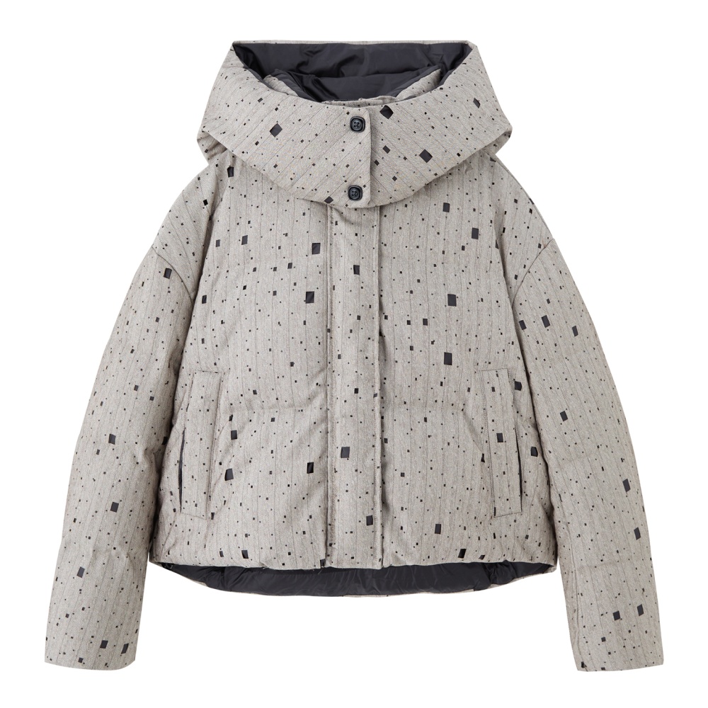 Hollow winter rhinestone duck down hooded thick down coat