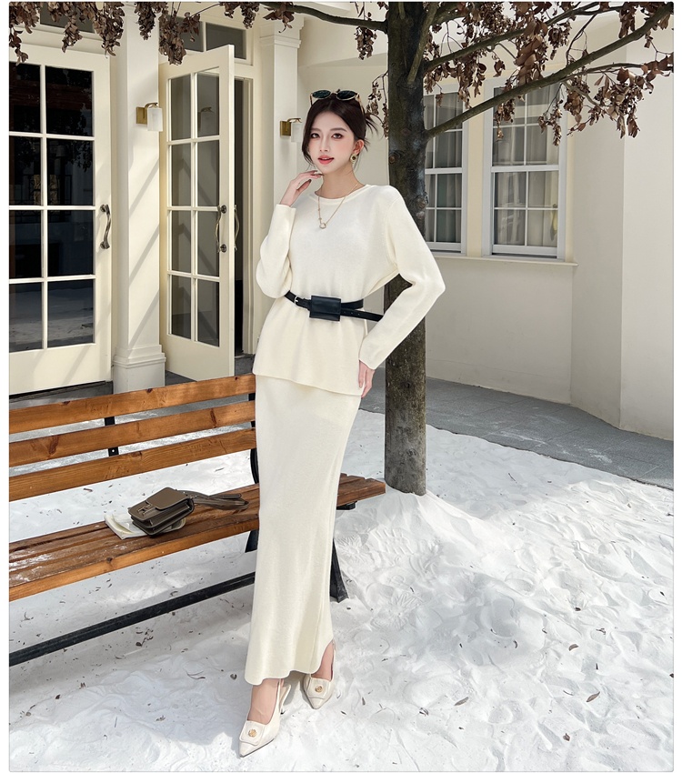 European style ladies knitted skirt 2pcs set for women