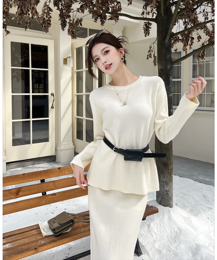 European style ladies knitted skirt 2pcs set for women