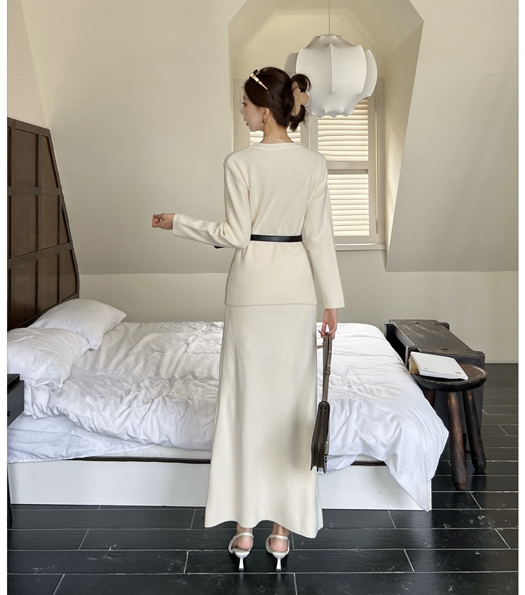 European style ladies knitted skirt 2pcs set for women