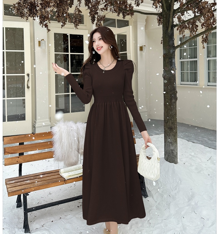 Tender knitted dress bottoming slim long dress for women