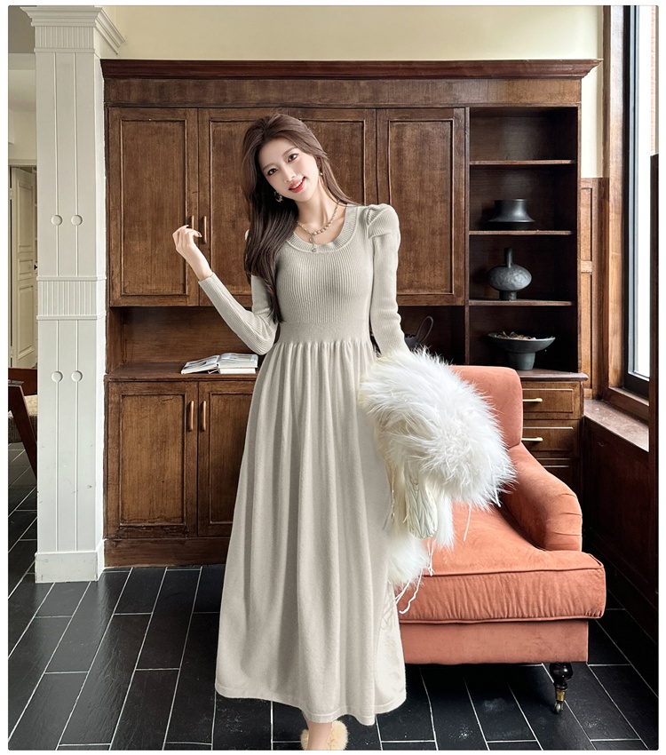 Tender knitted dress bottoming slim long dress for women