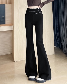 Micro speaker slim flare pants high waist pants