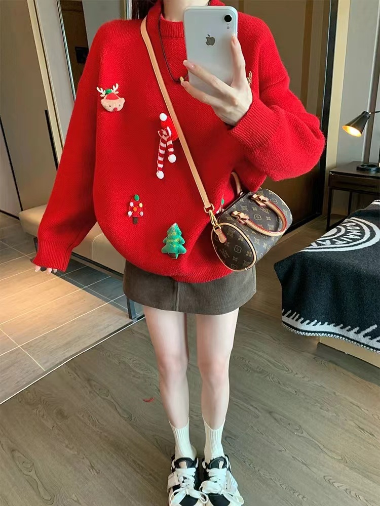 Wears outside bottoming shirt knitted sweater for women