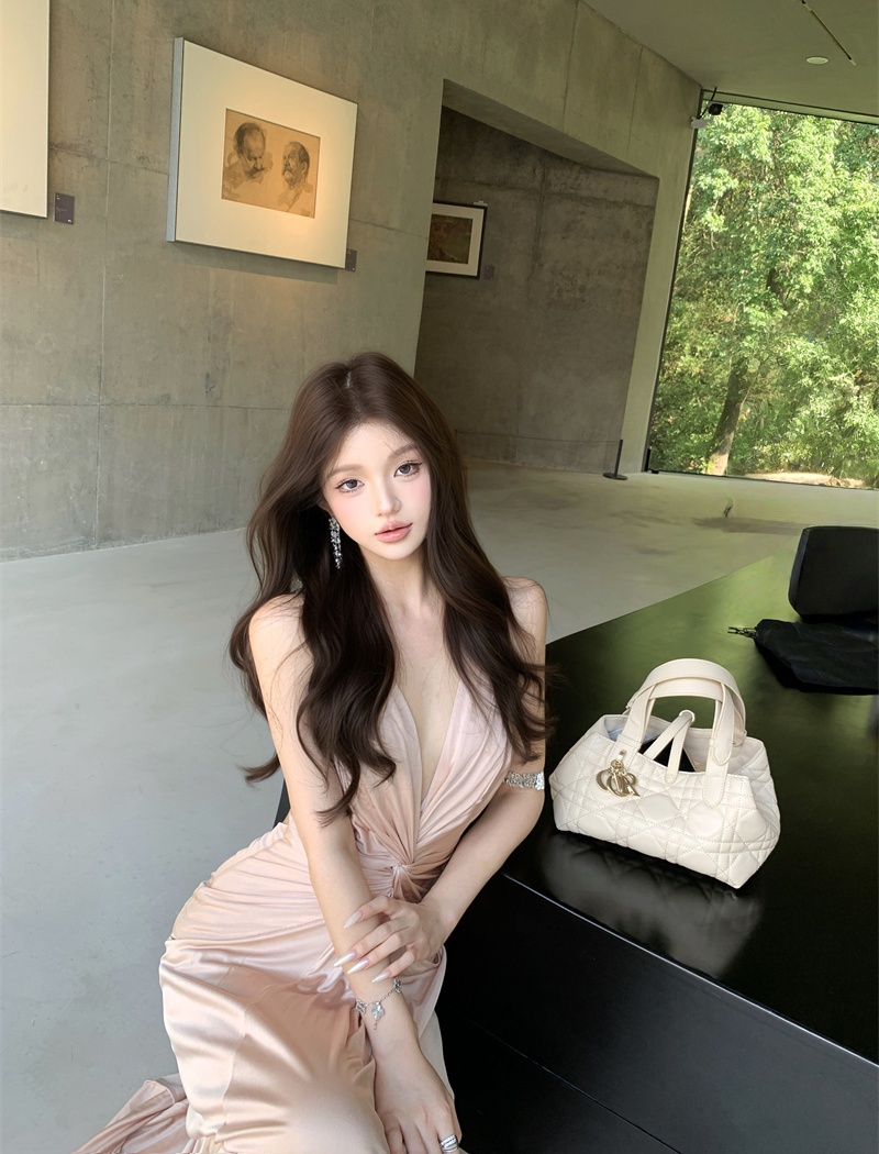 Adjustable V-neck dress halter formal dress for women