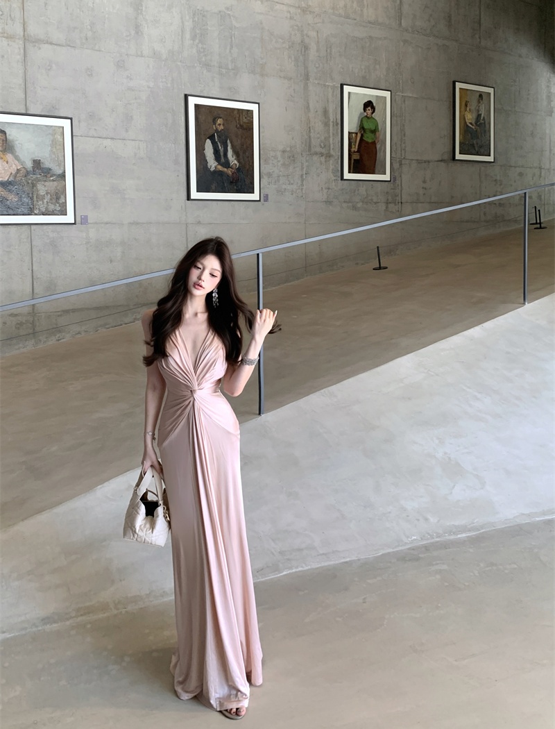 Adjustable V-neck dress halter formal dress for women