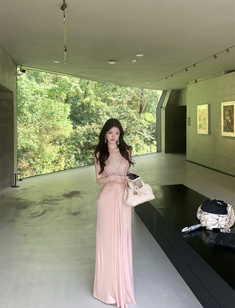 Adjustable V-neck dress halter formal dress for women