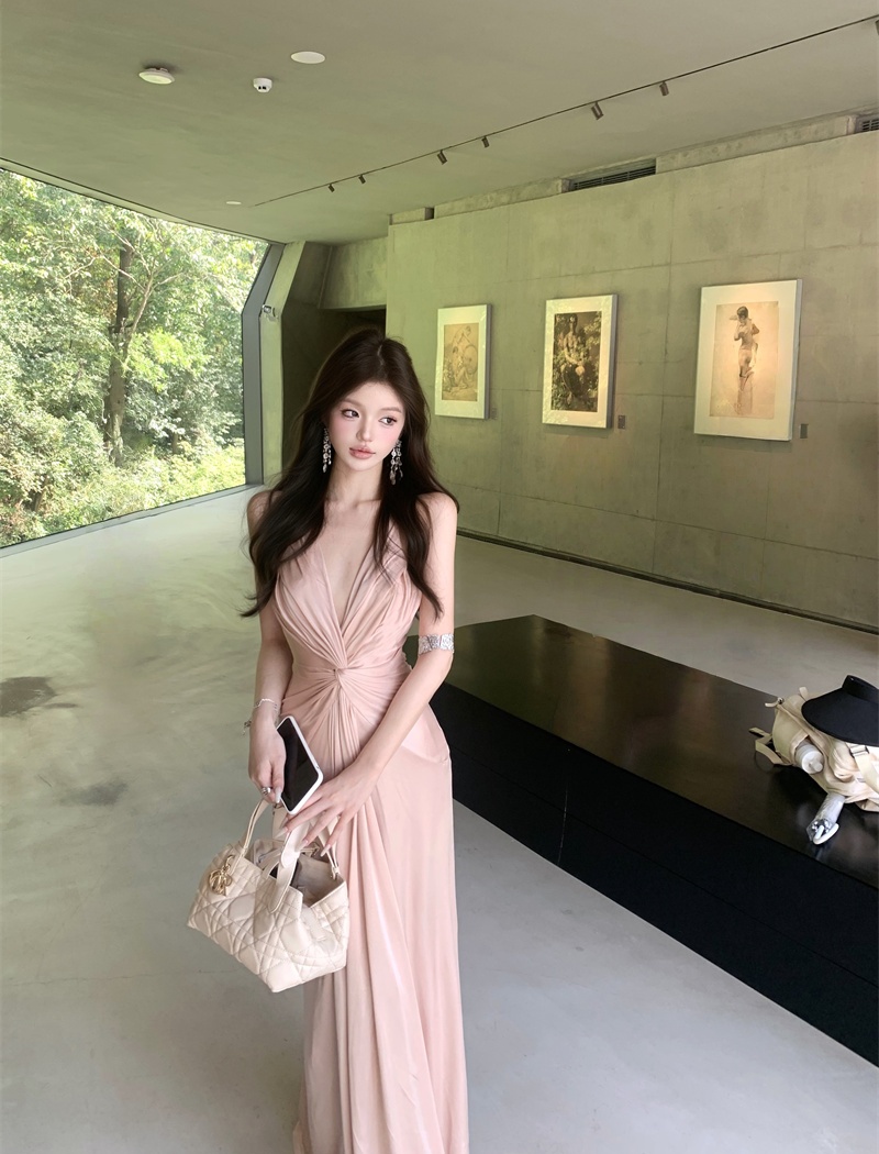 Adjustable V-neck dress halter formal dress for women