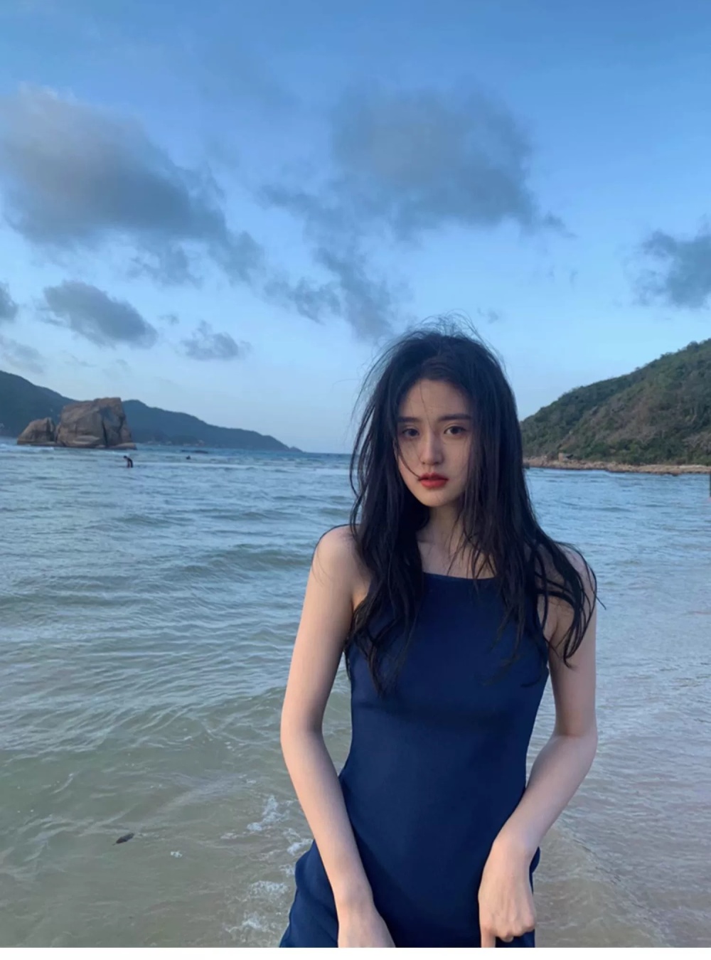 Seaside vacation dress France style strap dress for women