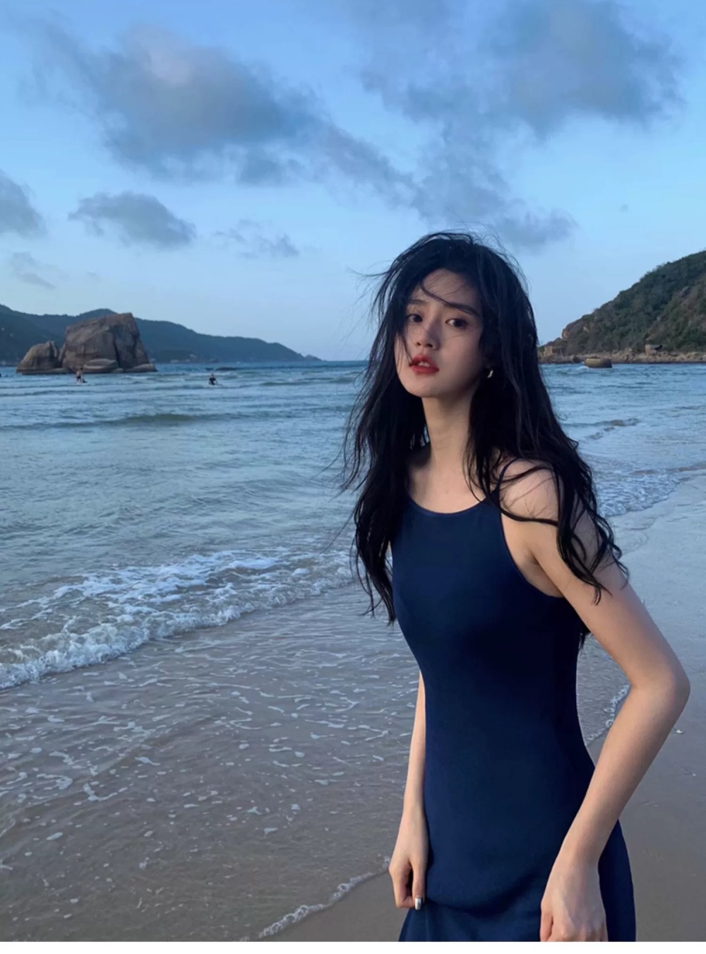 Seaside vacation dress France style strap dress for women