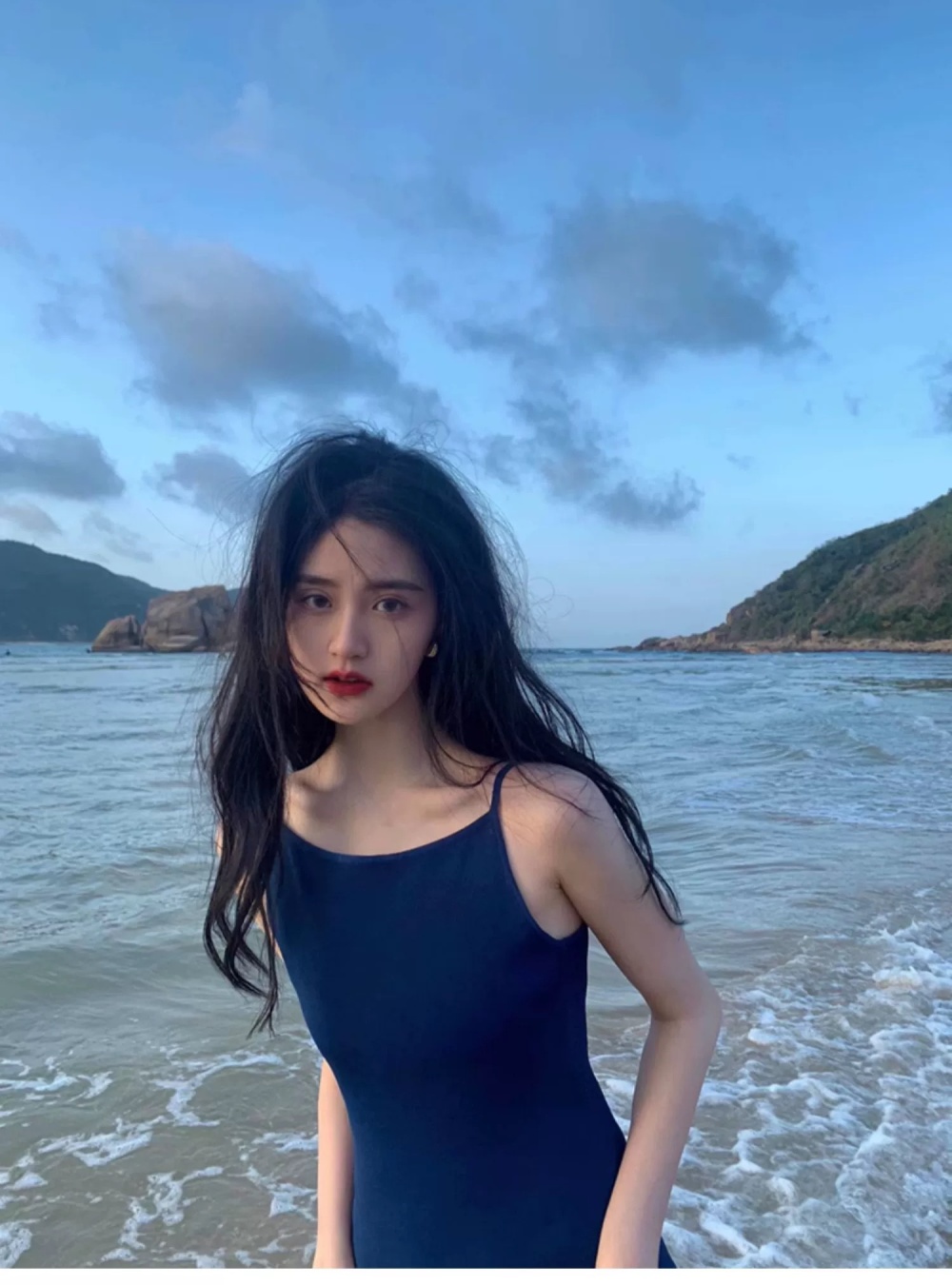 Seaside vacation dress France style strap dress for women