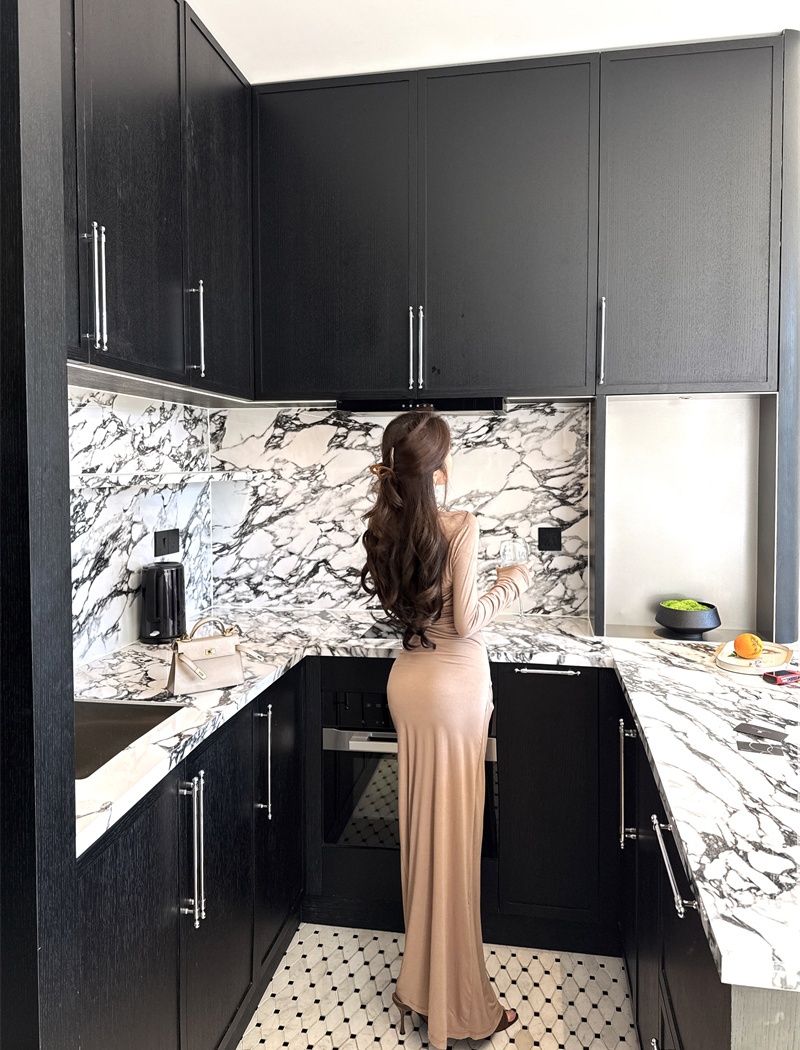 Pinched waist halter dress Korean style slim tops a set