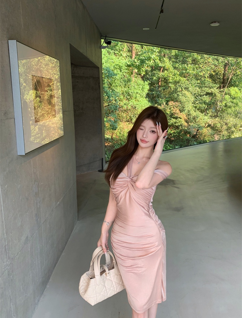 Temperament dress pinched waist formal dress for women