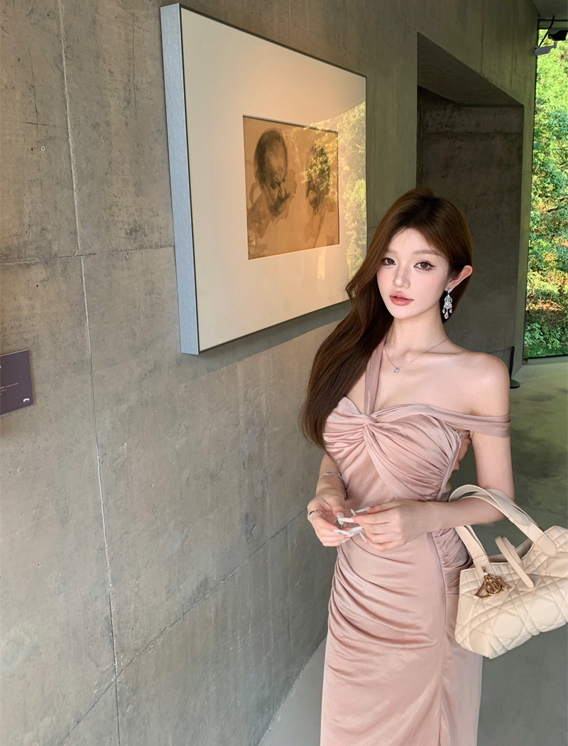 Temperament dress pinched waist formal dress for women