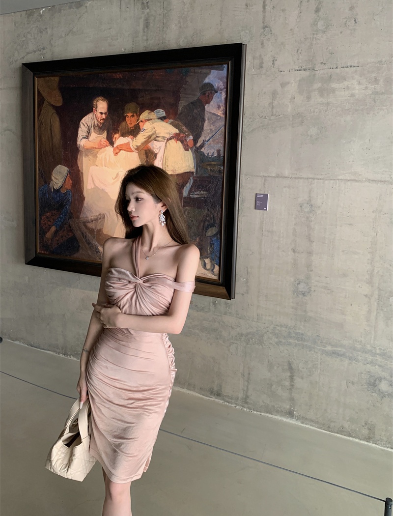 Temperament dress pinched waist formal dress for women