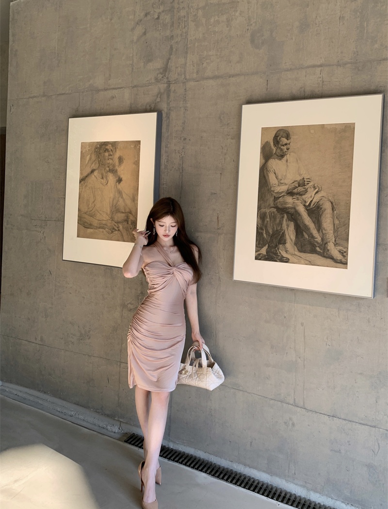 Temperament dress pinched waist formal dress for women