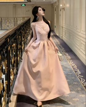 Pinched waist lady dress long dress for women