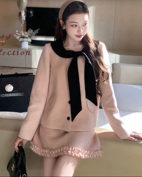 Chanelstyle college skirt woolen overcoat a set