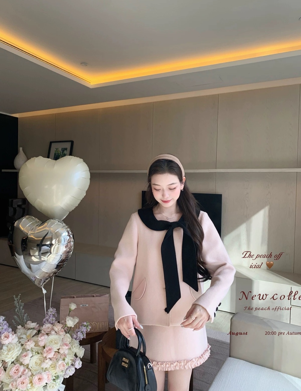 Chanelstyle college skirt woolen overcoat a set