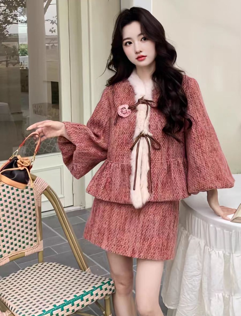 Down Casual short skirt fashion jacket a set for women