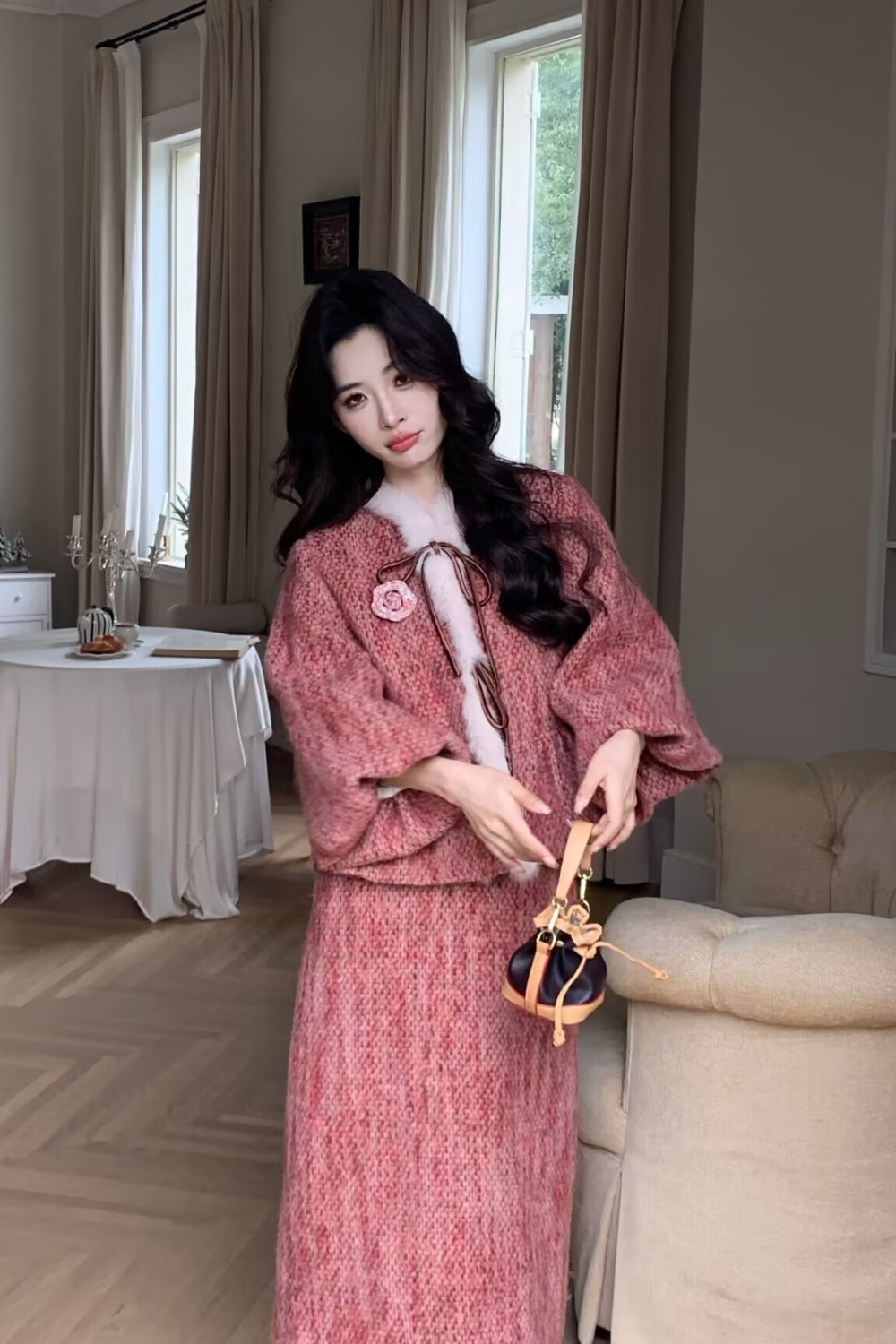 Long fashion long skirt down niche jacket a set for women