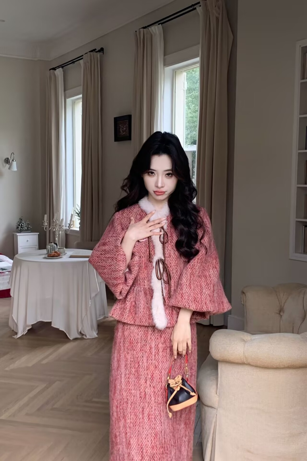 Long fashion long skirt down niche jacket a set for women