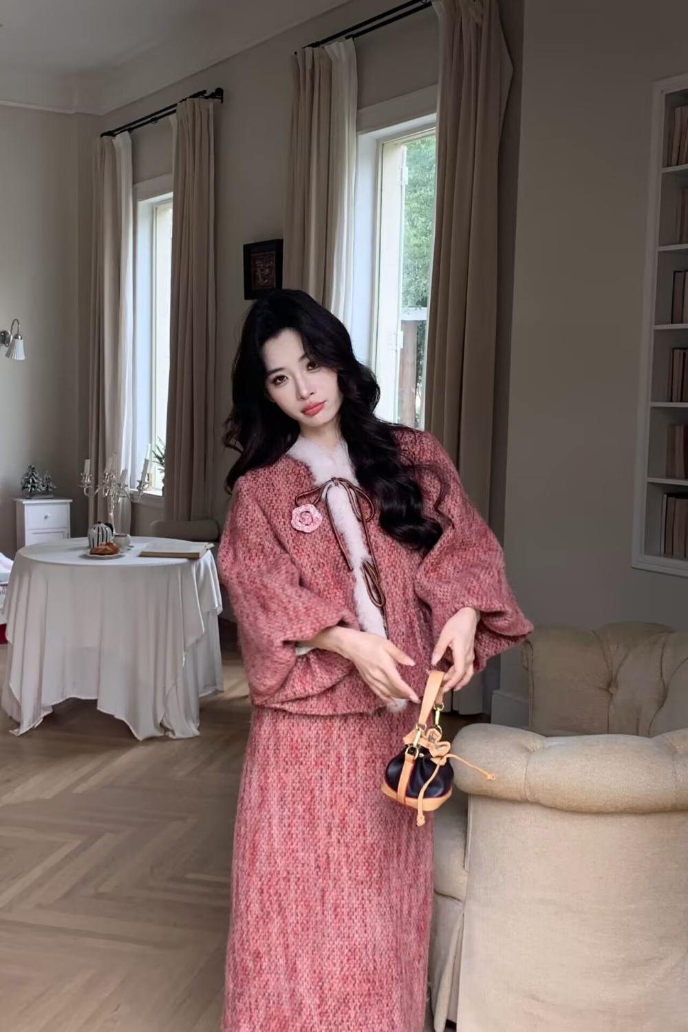 Long fashion long skirt down niche jacket a set for women