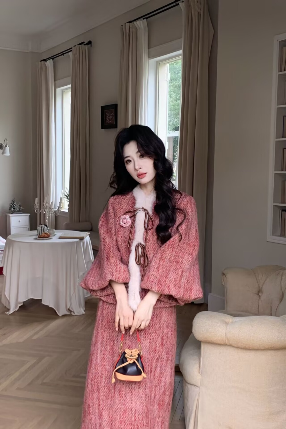 Long fashion long skirt down niche jacket a set for women