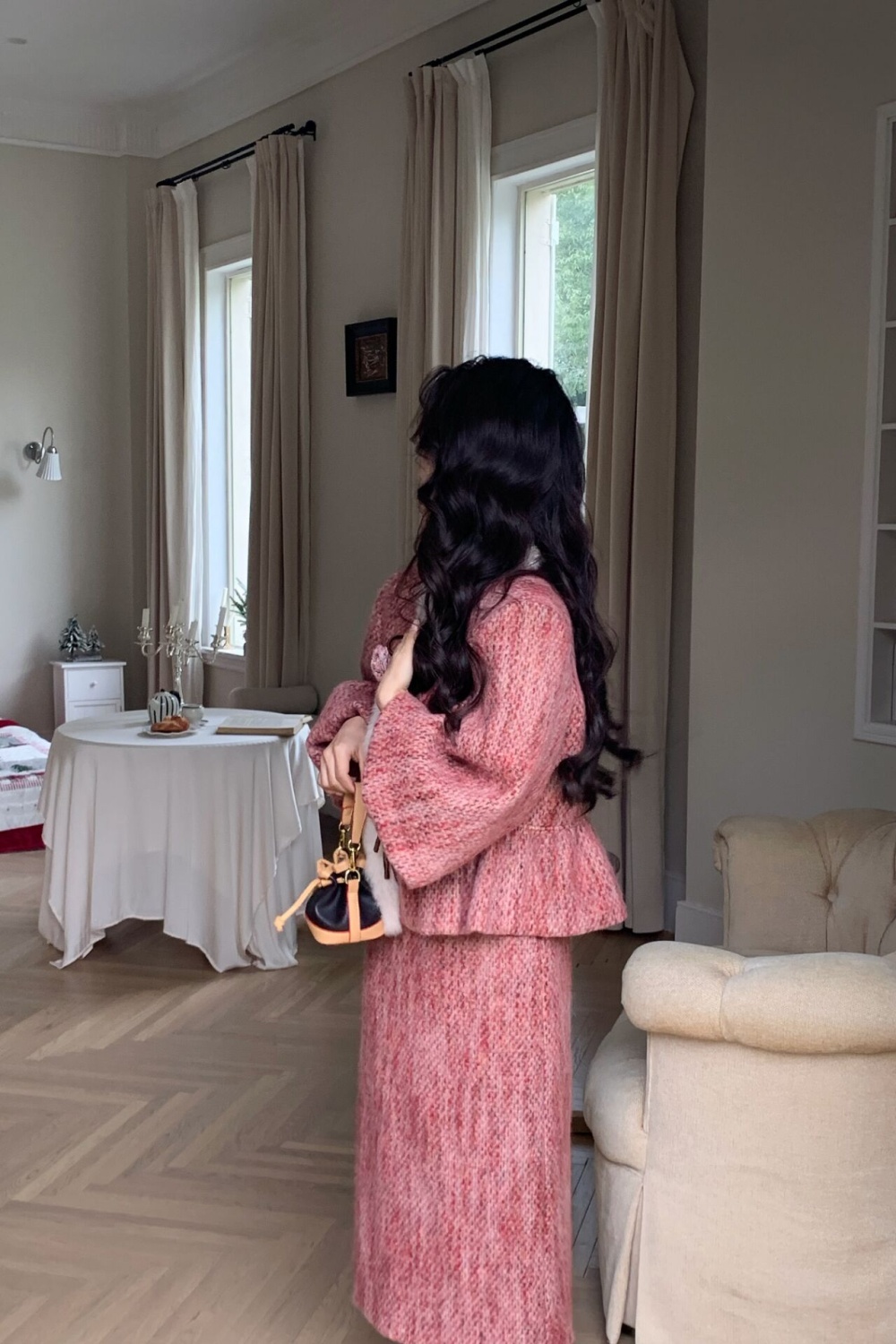 Long fashion long skirt down niche jacket a set for women