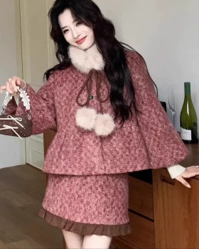 Retro thermal jacket down short skirt a set